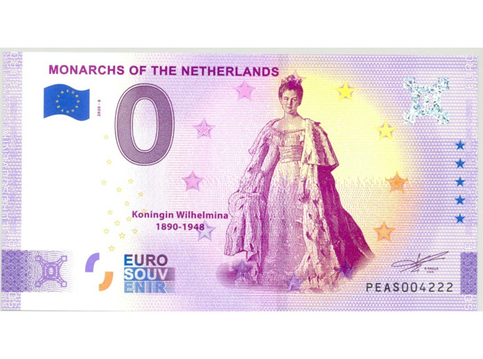 PAYS BAS 2020-6 MONARCHS OF THE NETHERLANDS ANNIVERSAIRE BILLET SOUVENIR 0 EURO