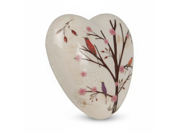 Coeur décoratif branches beige marron 12x12x14cm