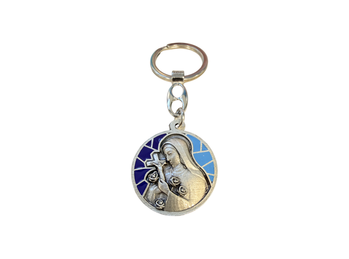 Porte clé en métal avec relief 30mm - Bicolore - Sainte Thérèse
