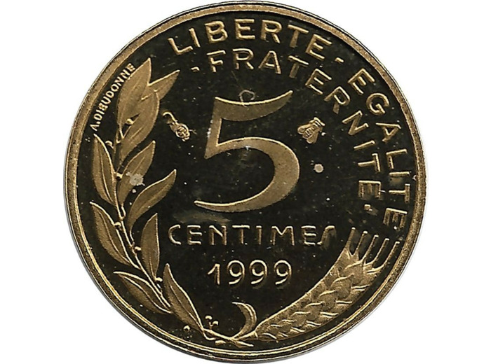 FRANCE 5 CENTIMES LAGRIFFOUL 1999 BE