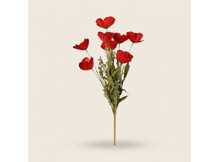 Bouquet Coquelicot Rouge Polyester 53cm