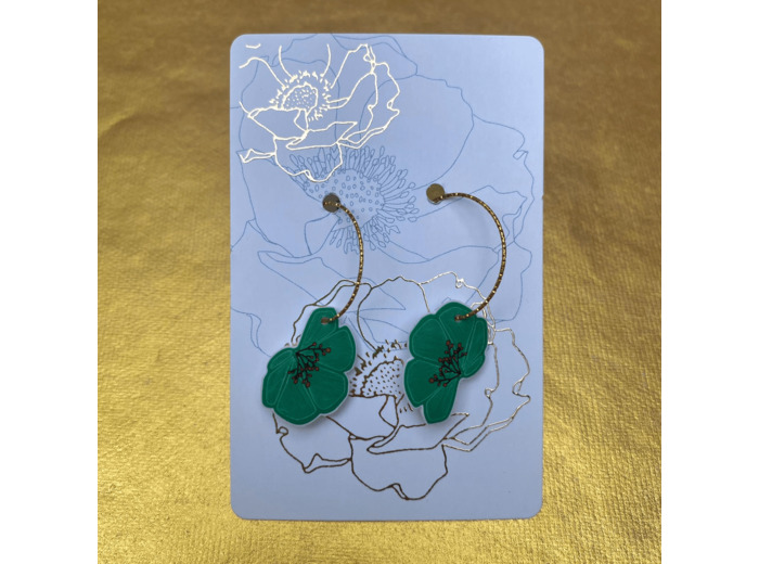 Boucles d'oreilles créoles demi-fleurs asymétriques vertes menthe petit format