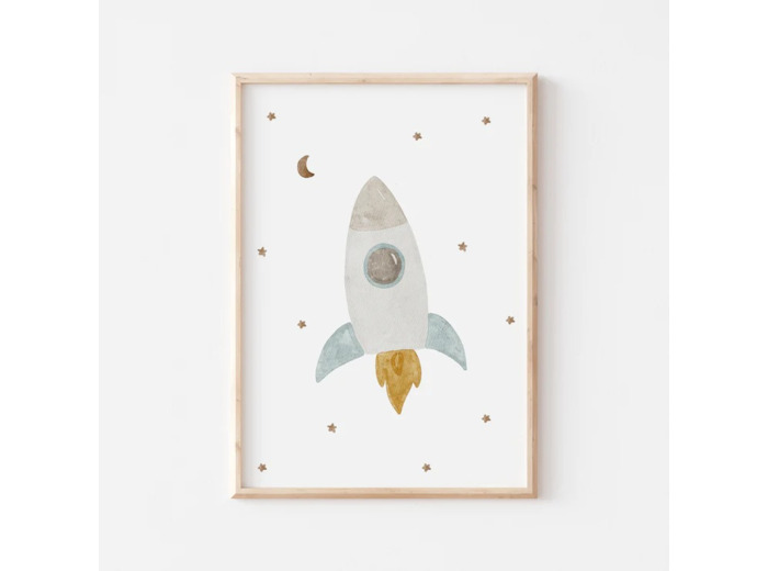 Affiche Enfant encadrée, Fusée