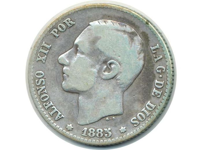 ESPAGNE 1 PESETA 1885 MSM ALFONSO XII TB (W686)