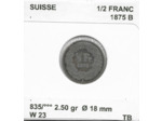 SUISSE 1/2 FRANC 1875 B TB-