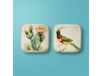 Ensemble 2 plateaux Cactus Toucan fer 16x16x2cm