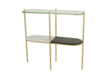 Console PARIS or verre marbre blanc noir 95x33x92cm