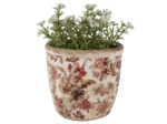 Pot de fleurs rose céramique beige 11x11x11cm