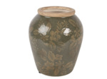 Vase céramique vert brun 13x15x15cm