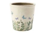 Pot de fleurs beige céramique papillon 15x14cm