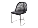 Chaise cuir véritable GILY Noir structure acier chromé