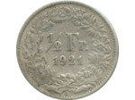 SUISSE 1/2 FRANC 1921 B TTB N1