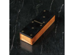 Boîte de jeux Dominos Bois Acacia Résine noir doré 5x7x20cm