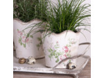Pot de fleurs céramique rose beige 18x17cm
