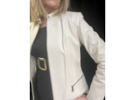 CHR-1901 Blouson femme cuir agneau écru