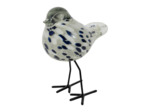Oiseau décoratif blanc verre 12x7x15cm