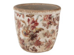 Pot de fleurs rose céramique beige 11x11x11cm