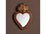 Petit miroir coeur Ex-voto doré 20x13cm