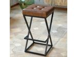 Tabouret de bar vintage cuir marron 38x38x74cm