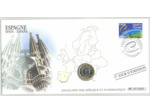 ENVELOPPE PHILATELIQUE NUMISMATIQUE CONSEIL EUROPE 1 EURO ESPAGNE 2002