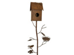Tuteur nichoir oiseaux rouille 150x15x24cm