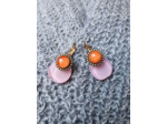 BOUCLES D'OREILLES DORMEUSES rose et orange