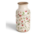 Vase céramique fraise rouge beige 14x14x26cm