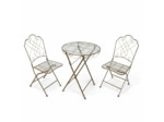 Ensemble table et 2 chaises pliantes fer 36x50x90cm