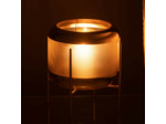 Vase rond motif sur pied verre transparent or 21x20x20cm