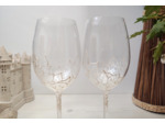 Duo de verres givrés pour la saint valentin en cristal de bohème décorés de jolies feuilles ciselées