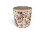 Pot motif floral rose céramique beige 13x14x14cm