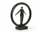 Statue Décorative Couple Coeur Double Cercle en Résine Marron 40x35x11cm