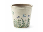 Pot de fleurs beige céramique papillon 21x20cm