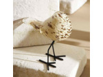 Décoration oiseau verre métal beige doré 15x8x14cm