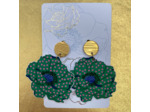 Boucles d'oreilles anémone coloris vert pois rose