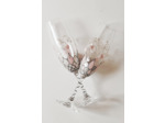 Duo de flutes à champagne en cristal peintes à la main et décorées de petits coeurs roses tendres, pièces originales et uniques