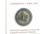LUXEMBOURG 2019 2 EURO 100 ANS accession trône grande duchesse CHARLOTTE SUP
