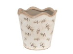 Pot céramique beige motif olive 19x19x18cm