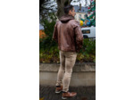 BIS 3425 Blouson homme cuir cognac avec capuche amovible