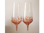 Flutes à champagne en cristal peintes à la main décors fleurs de ronces dorées personnalisables