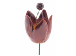 Fleur de tulipe en céramique rouge 3cm - B015