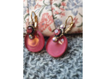 BOUCLES D'OREILLES DORMEUSES STRASS Rose taille M
