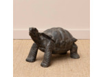 Statue tortue décorative bois massif teck marron 40cm