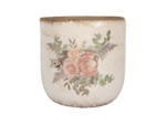 Pot de Fleurs céramique Beige Roses 18x17cm