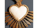Suspension Ex-voto coeur beige fer 24x2x24cm