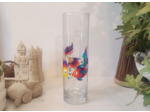 Grand vase peint à la main très coloré représentant une colonie de petits poissons multicolores qui se promènent dans leur aquarium