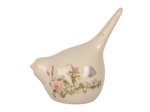 Figurine oiseau beige céramique 14x9x15cm