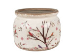 Pot de fleurs rond branche et oiseaux 20x15cm