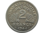 FRANCE 2 FRANCS BAZOR ALUMINIUM 1944 SUP (G536)