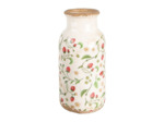 Vase fraises beige rouge céramique 15x15x32cm